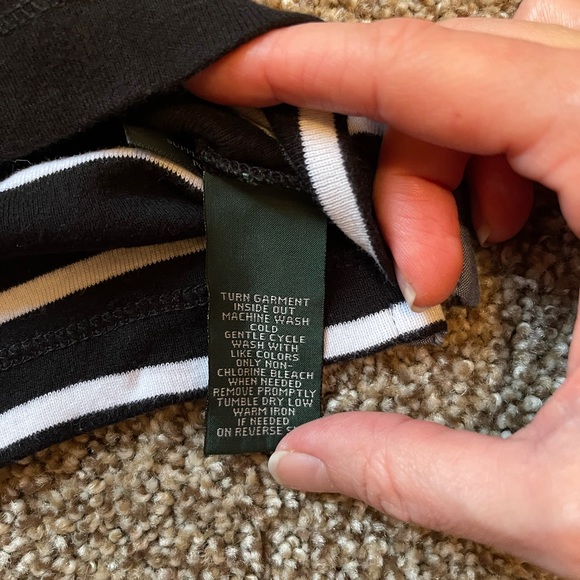 Ralph Lauren Jeans Company 3/4th Sleeve Tee Black and White Striped Small - Picture 7 of 7